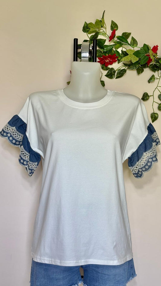 Maglia con volant sangallo
