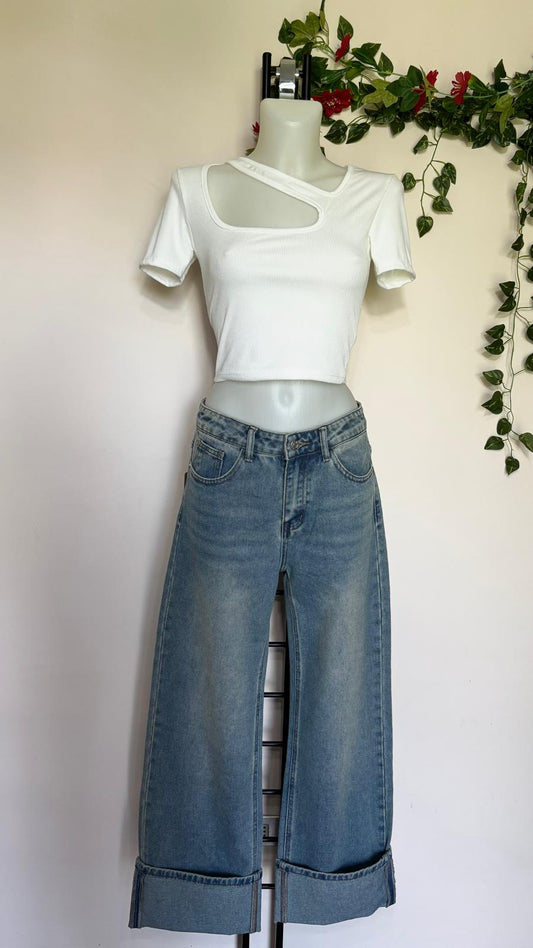 Jeans con risvolto