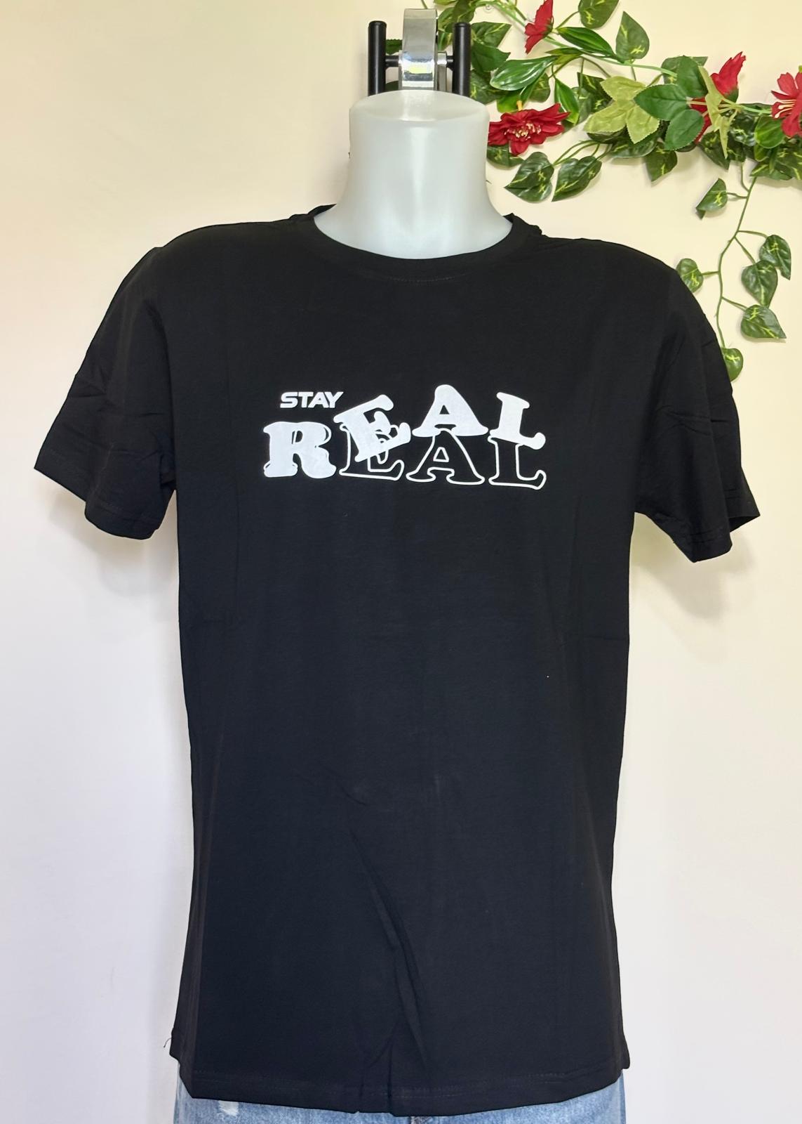 T-shirt scritta "REAL"